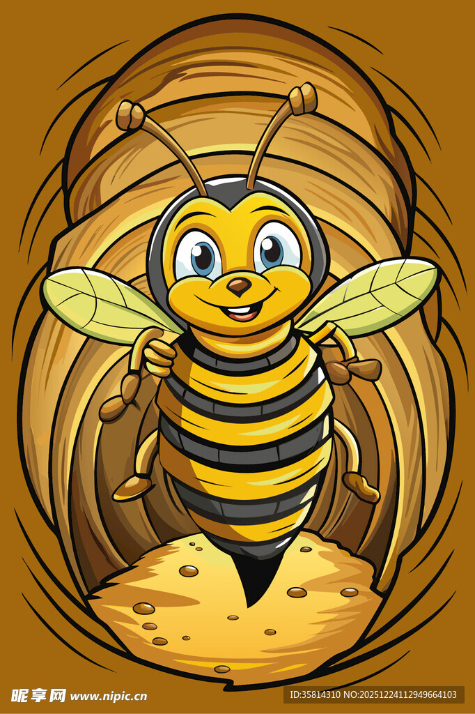 可爱小蜜蜂在蜂巢中