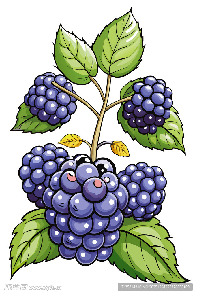 可爱拟人黑莓插画图