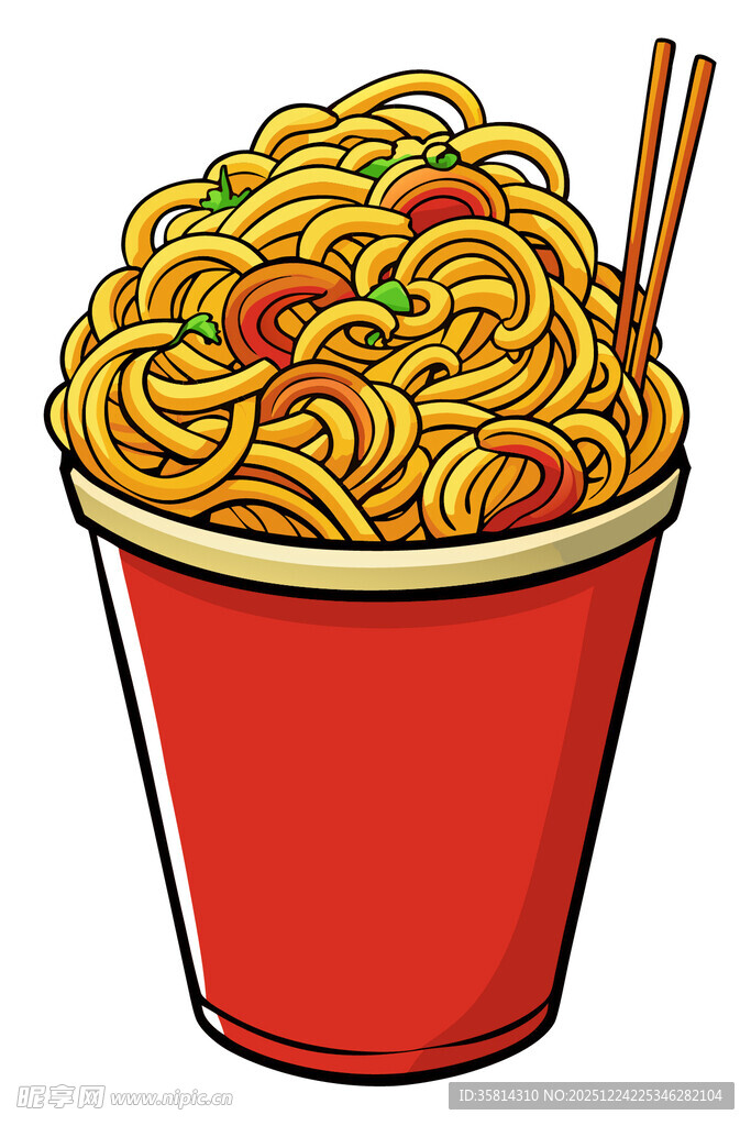 红色杯装美味面条