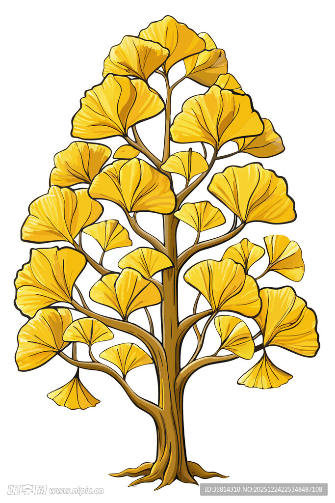 金黄银杏树插画