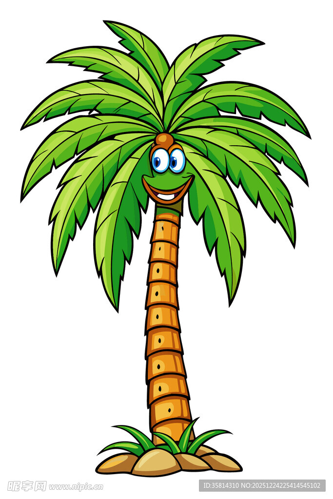 卡通笑脸棕榈树形象