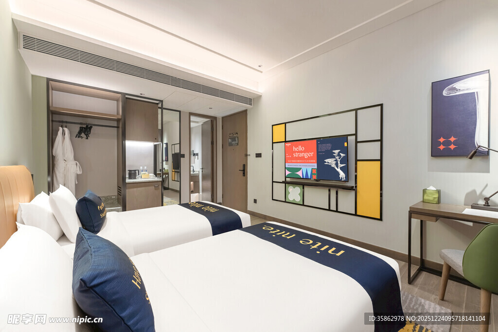 现代简约风格双床酒店客房