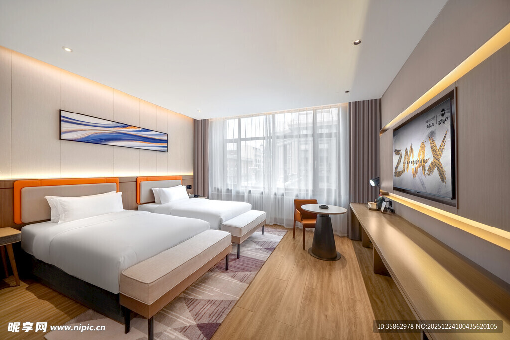 现代简约风格双床酒店客房