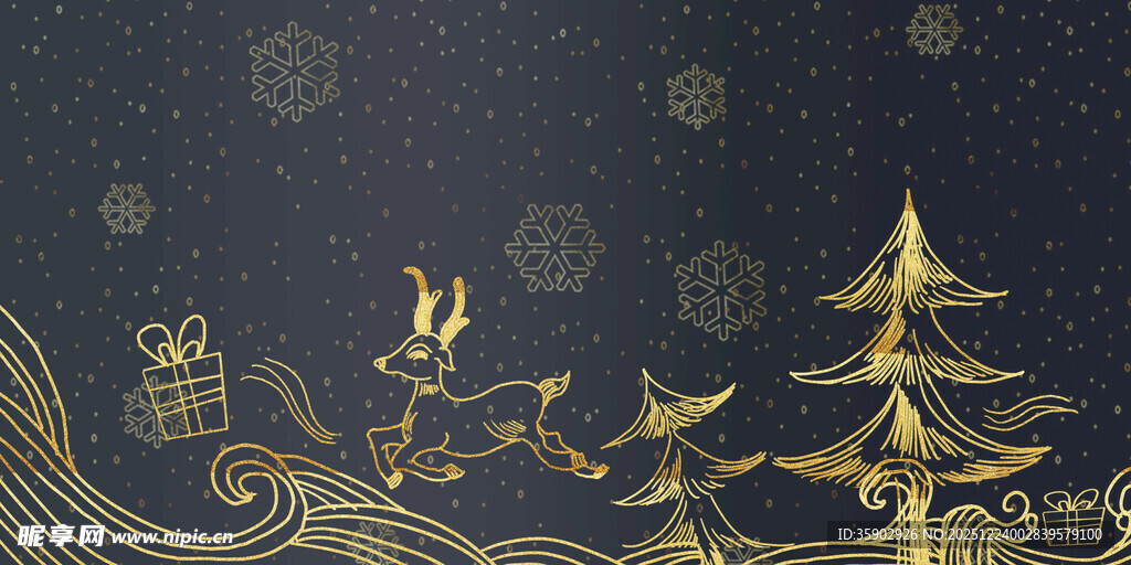 中式古风夜景建筑插画