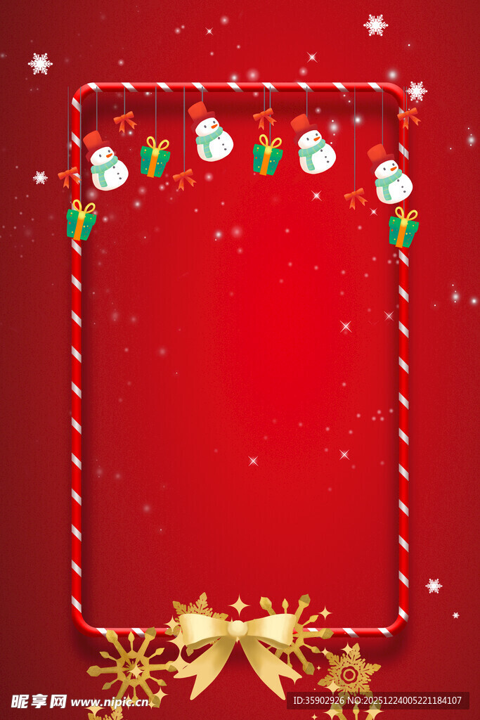 红色圣诞装饰边框背景