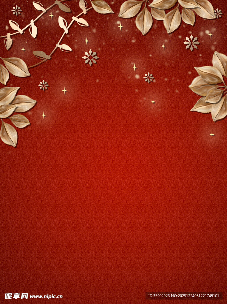 红色金叶花卉背景图