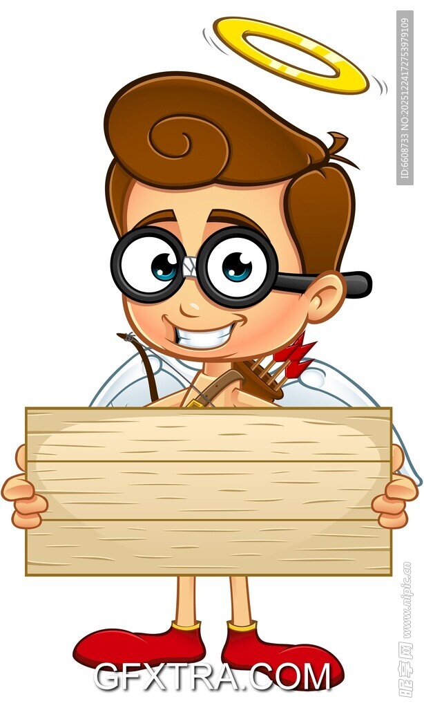 天使小男孩手持空白木牌