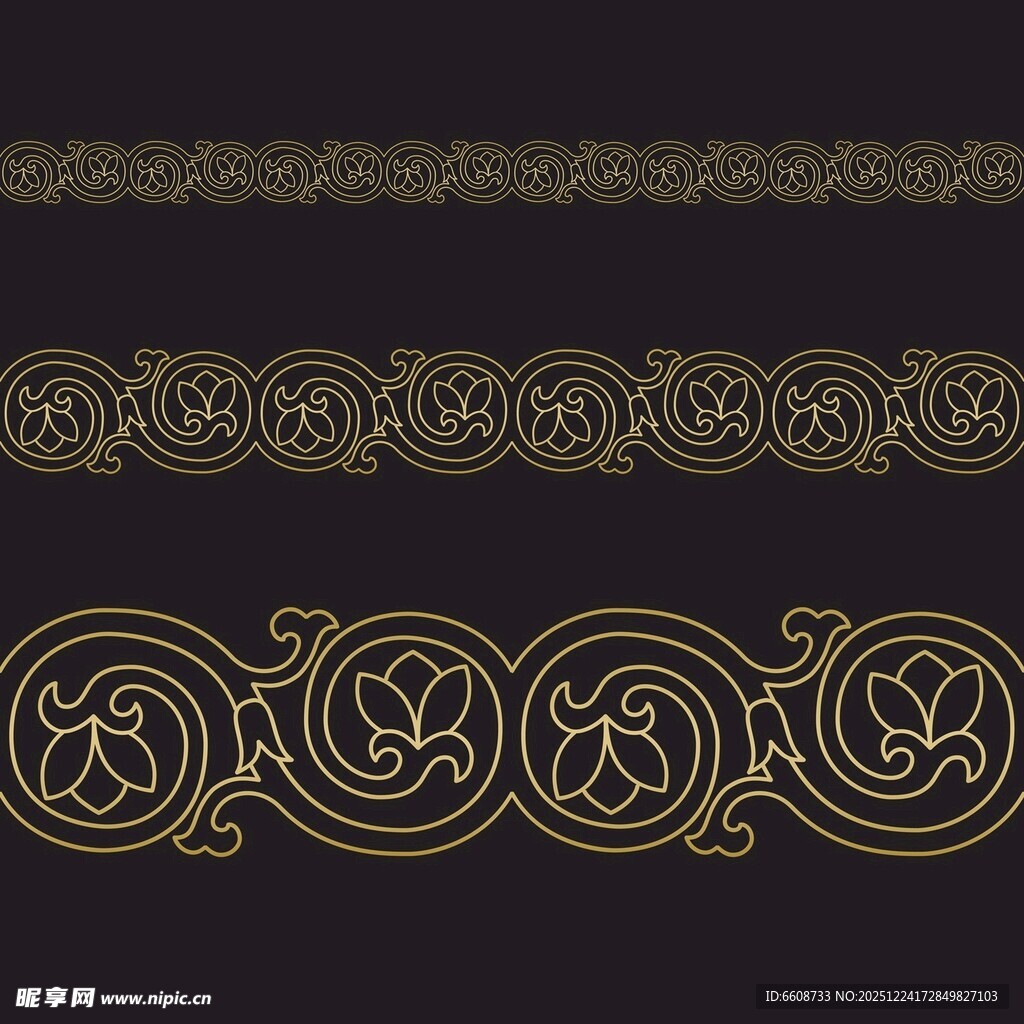 复古金色花纹边框图案
