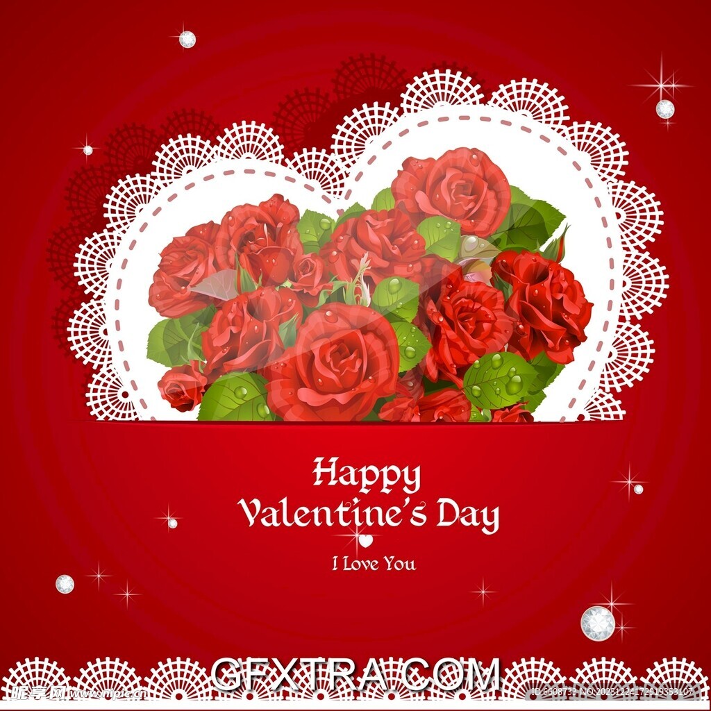 情人节心形玫瑰装饰图