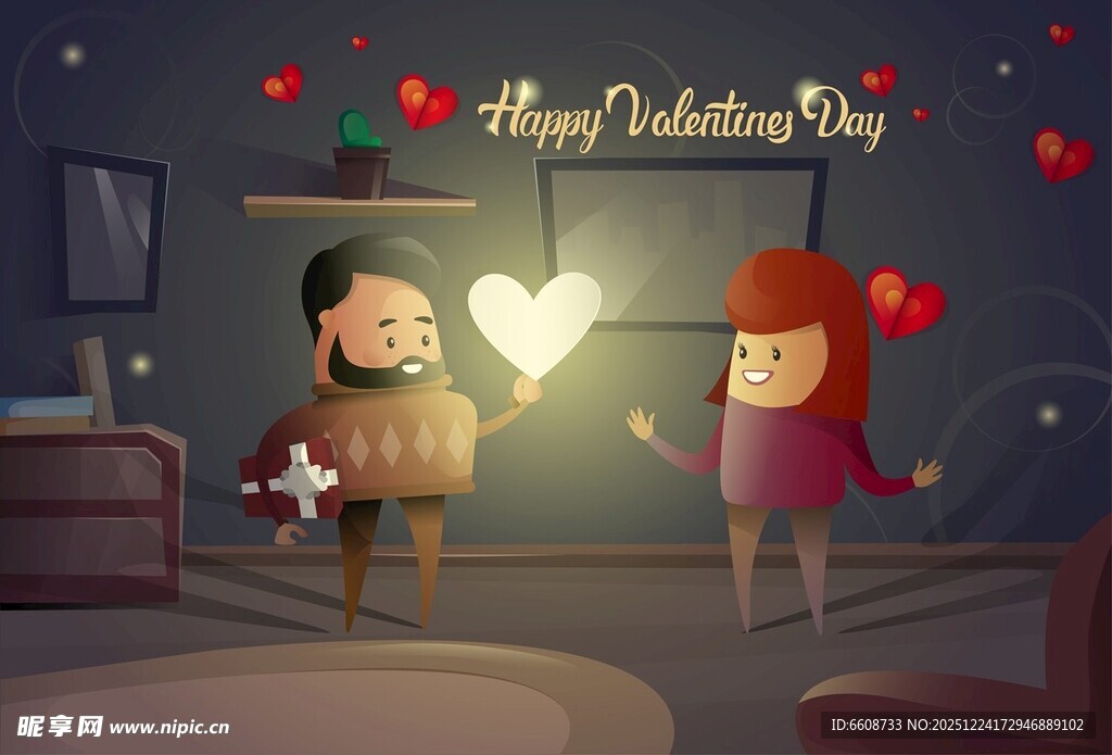 情人节室内浪漫甜蜜瞬间