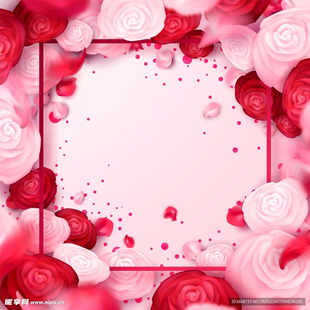 浪漫玫瑰边框背景图
