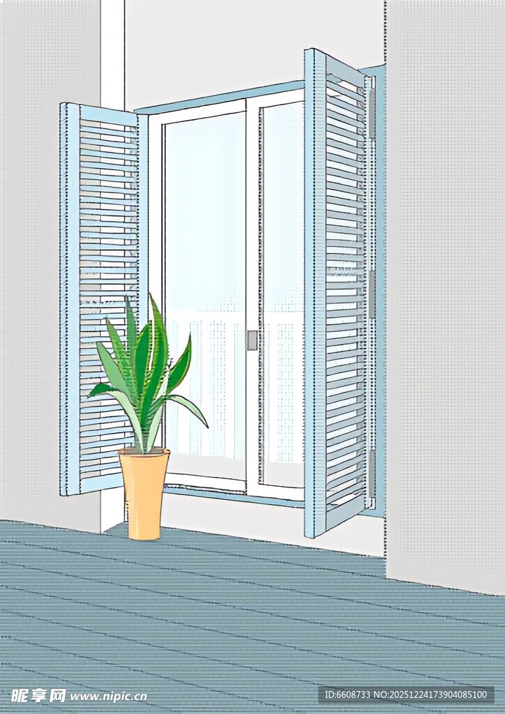 窗边绿植清新室内景致