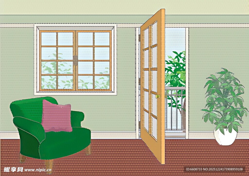 绿色沙发装点温馨室内角落