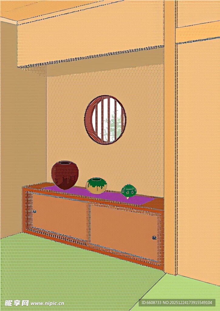 日式室内一角装饰场景