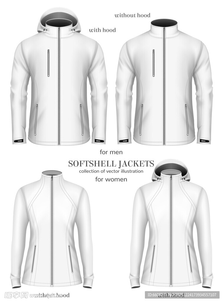 男士白色连帽拉链外套展示