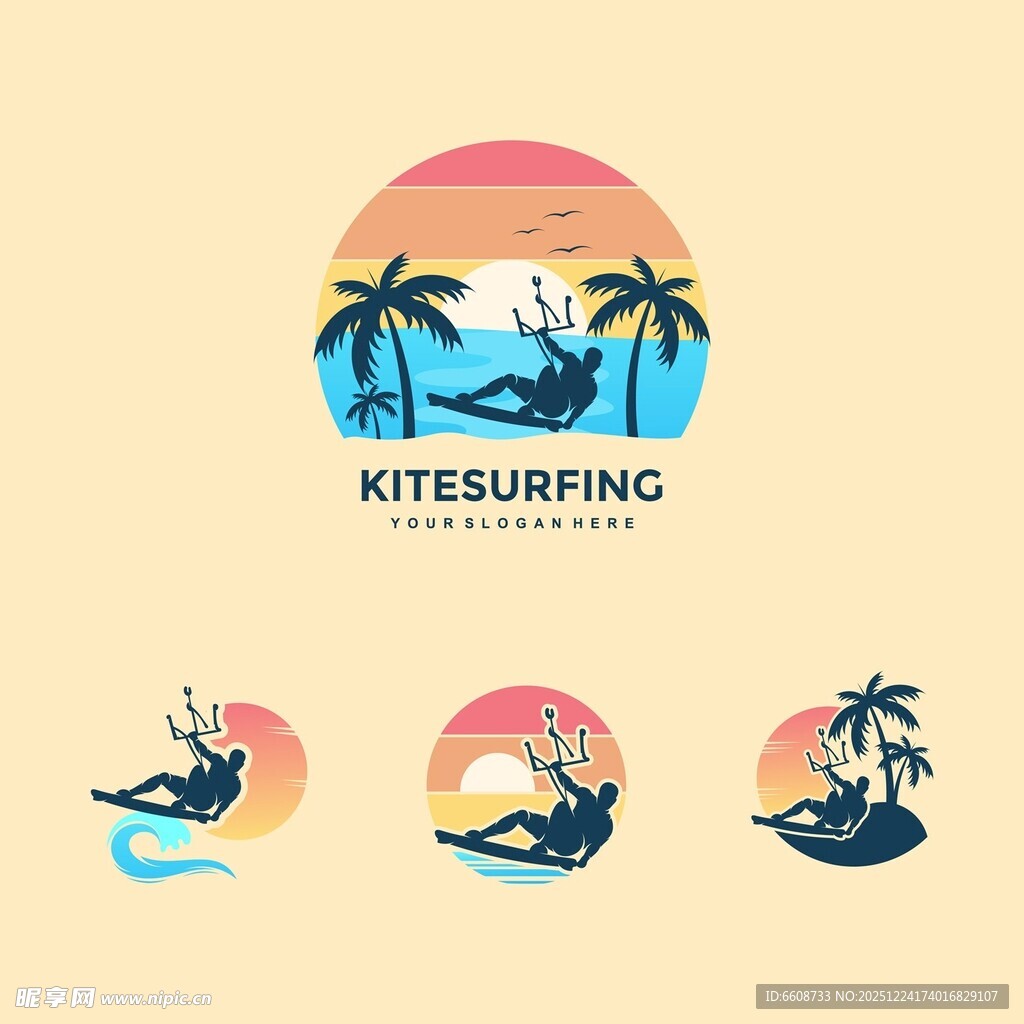 风筝冲浪标志设计元素