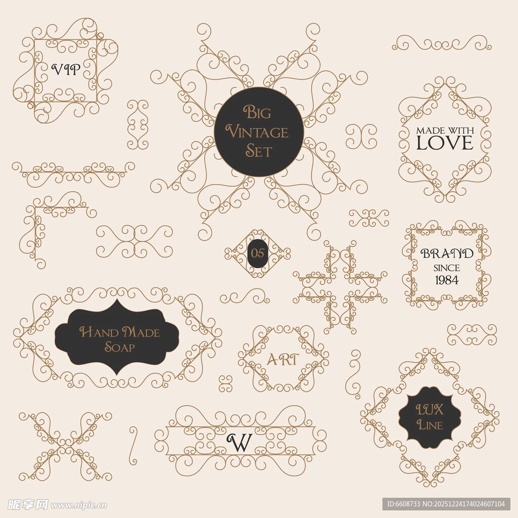 复古优雅装饰性边框设计元素