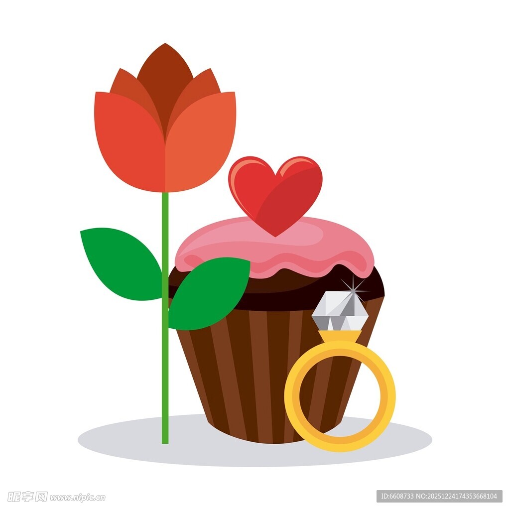 玫瑰蛋糕与钻戒浪漫组合