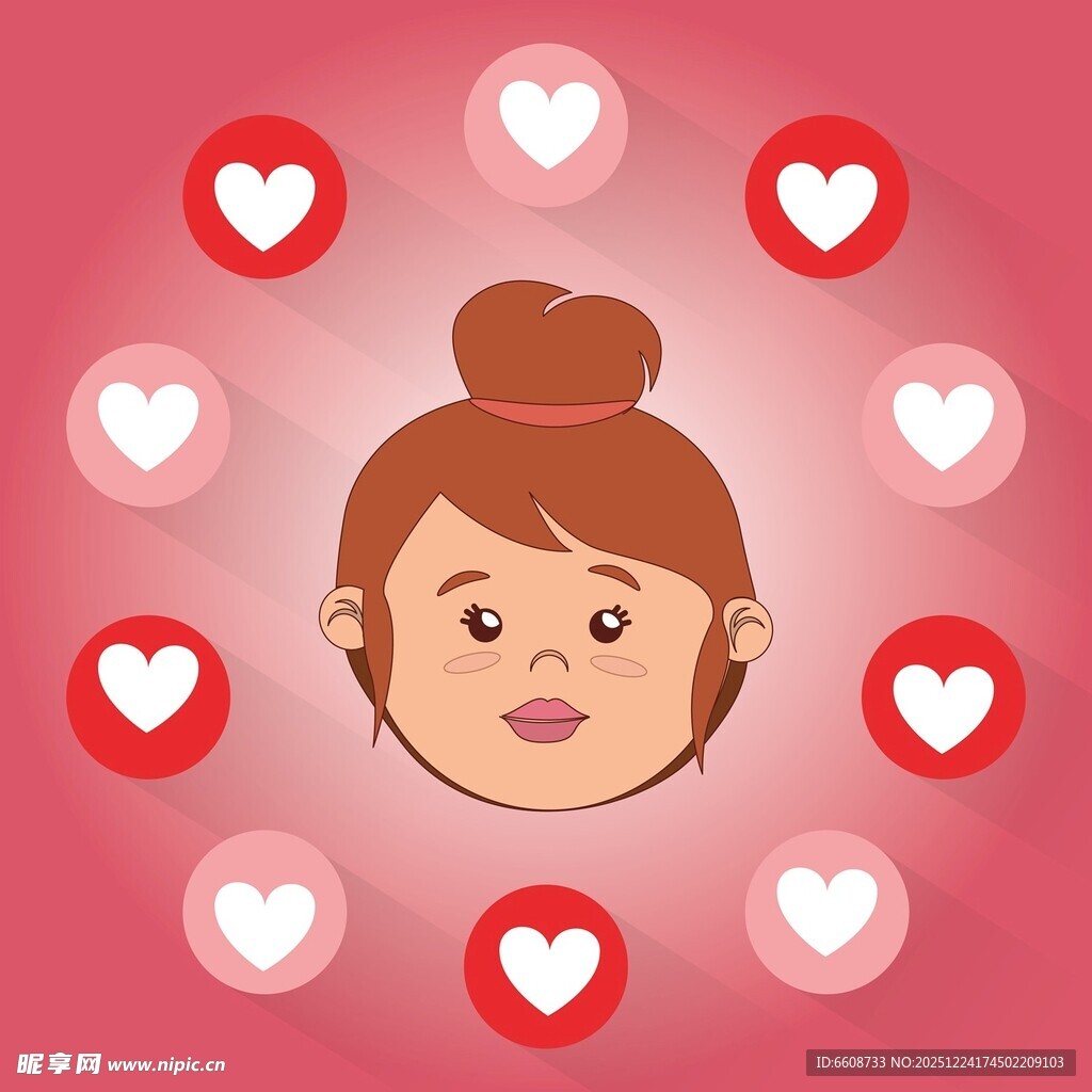 可爱女孩被爱心环绕