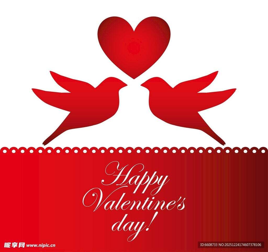情人节爱心与飞鸟图案