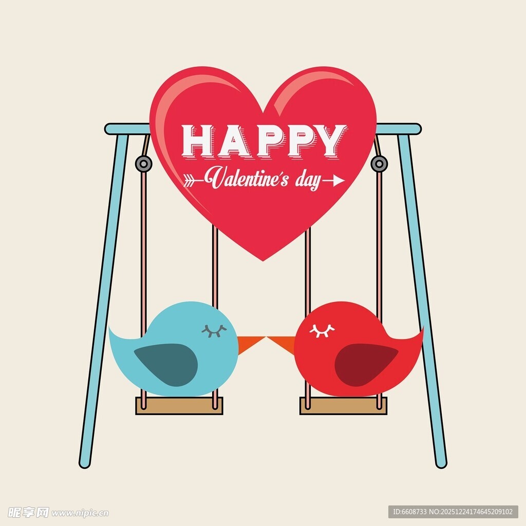 情人节双鸟甜蜜荡秋千