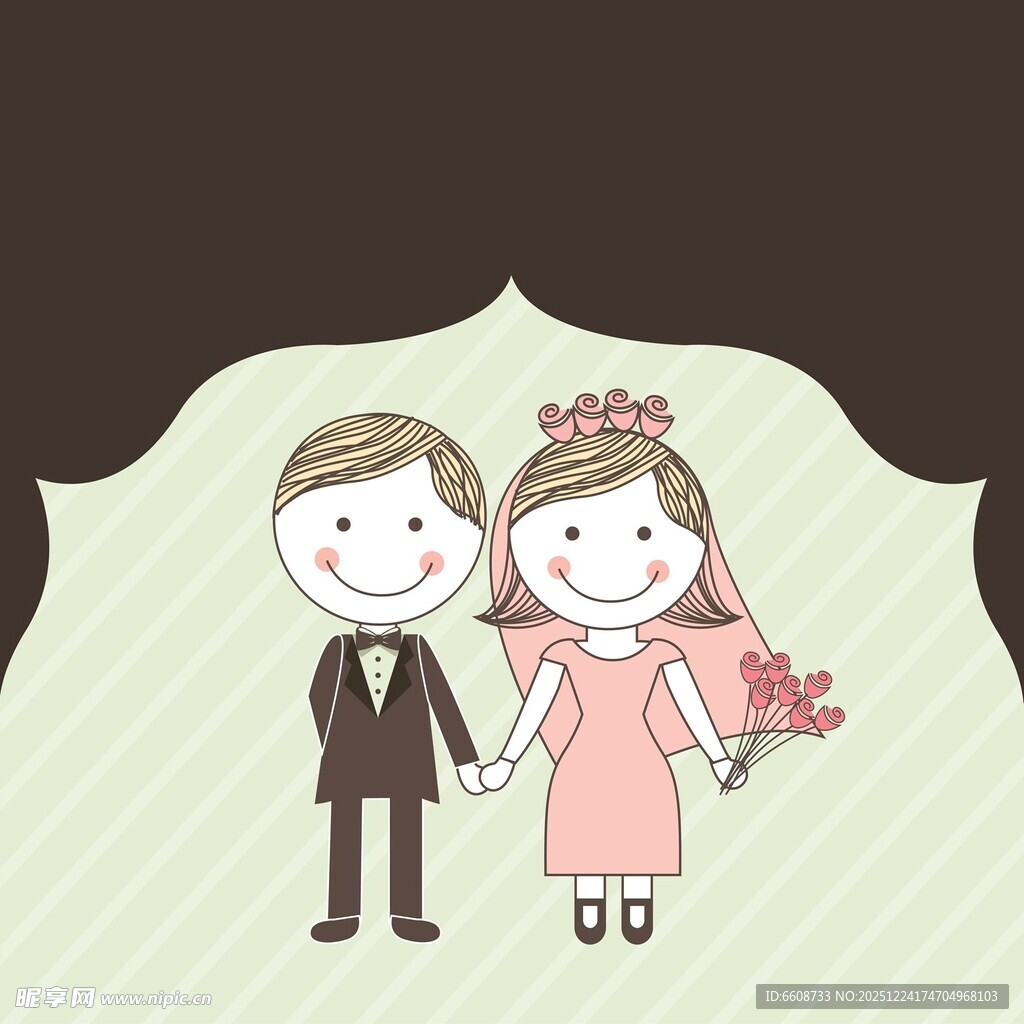 卡通风格新婚夫妇形象