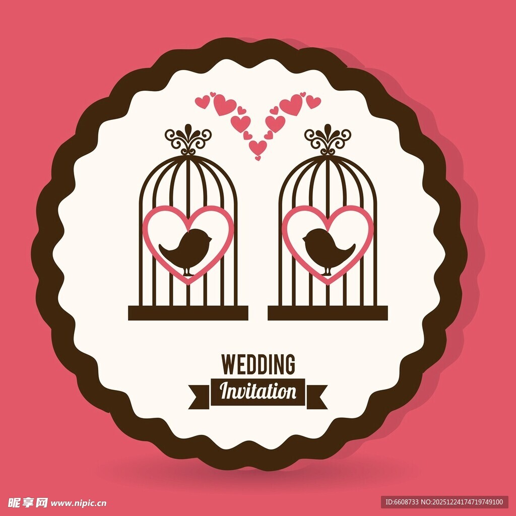 浪漫心形鸟笼婚礼标志