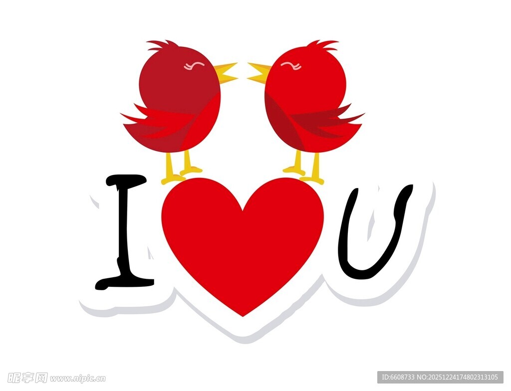 爱心上的情侣鸟