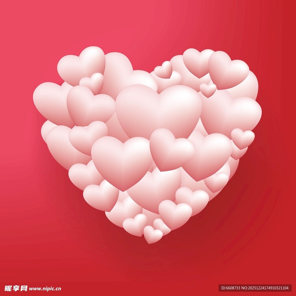 粉色爱心汇聚成的心形图案