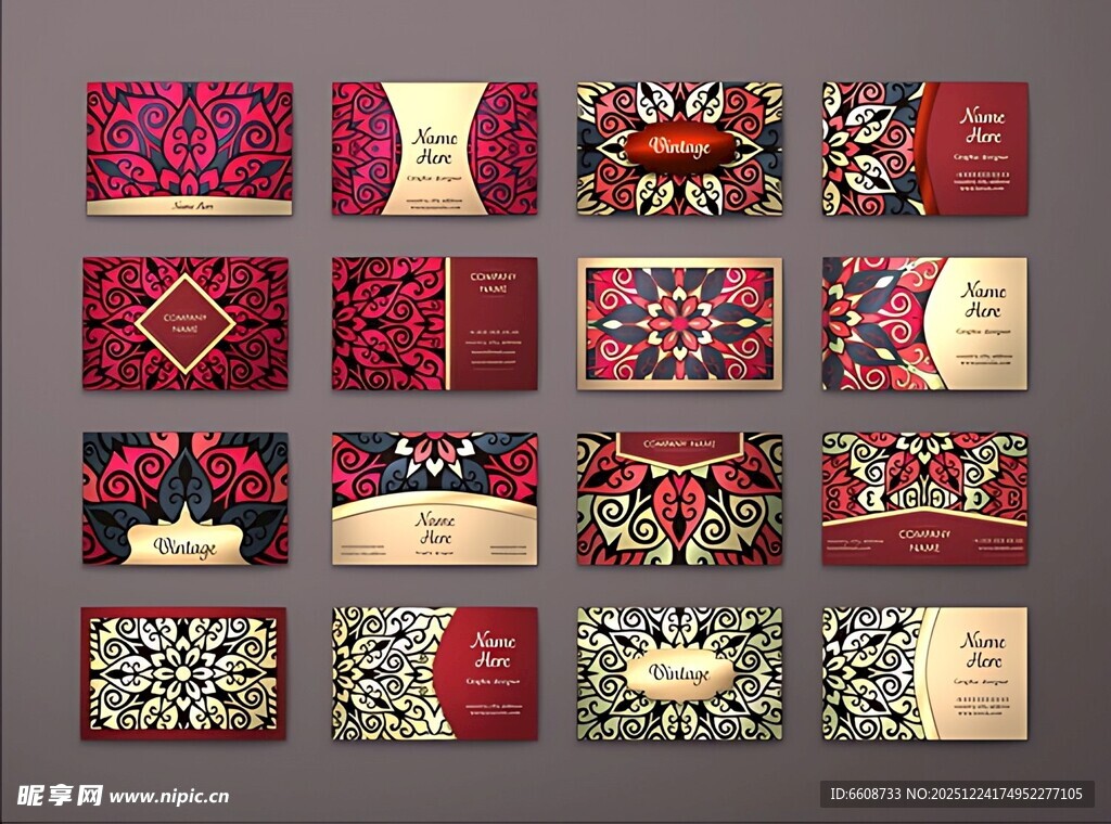 复古花纹卡片设计集合