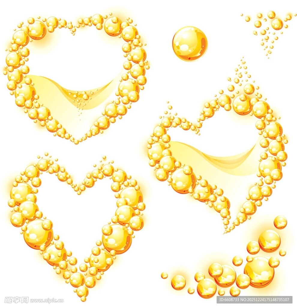 金色心形珍珠装饰图案