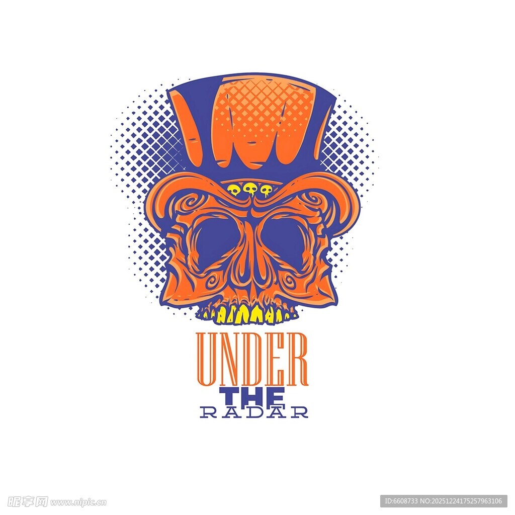 骷髅图案时尚T恤设计元素