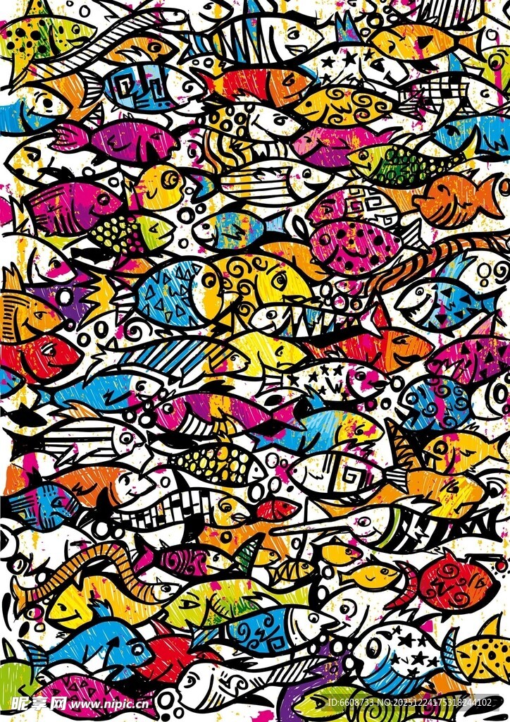 多彩涂鸦图案背景纹理