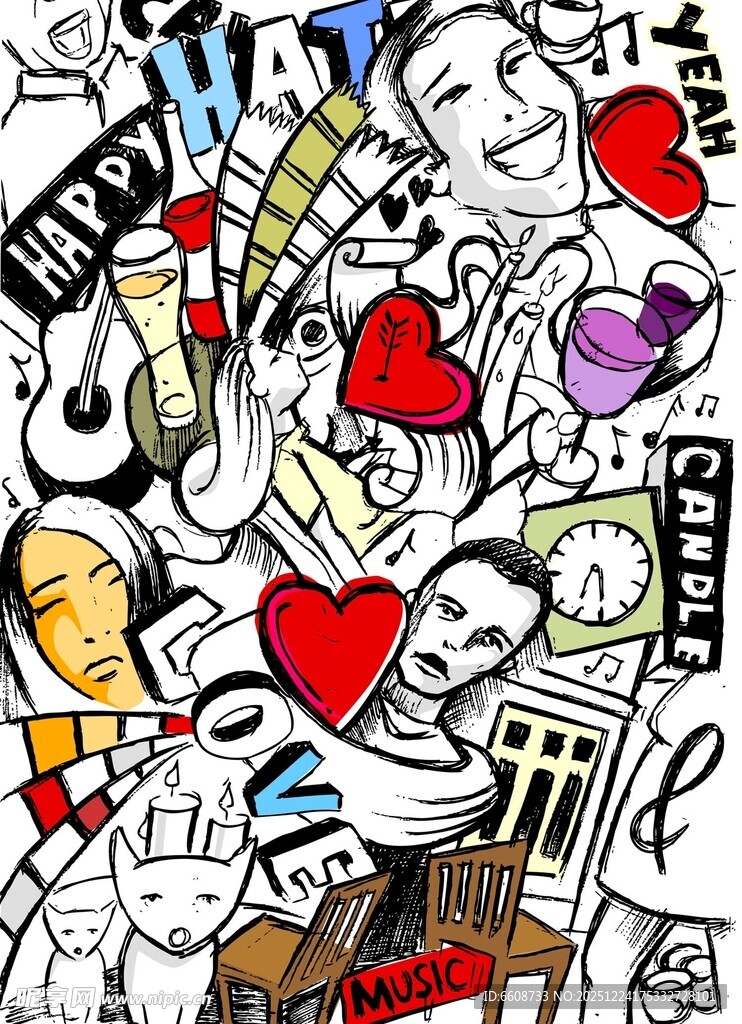 多彩手绘涂鸦艺术作品