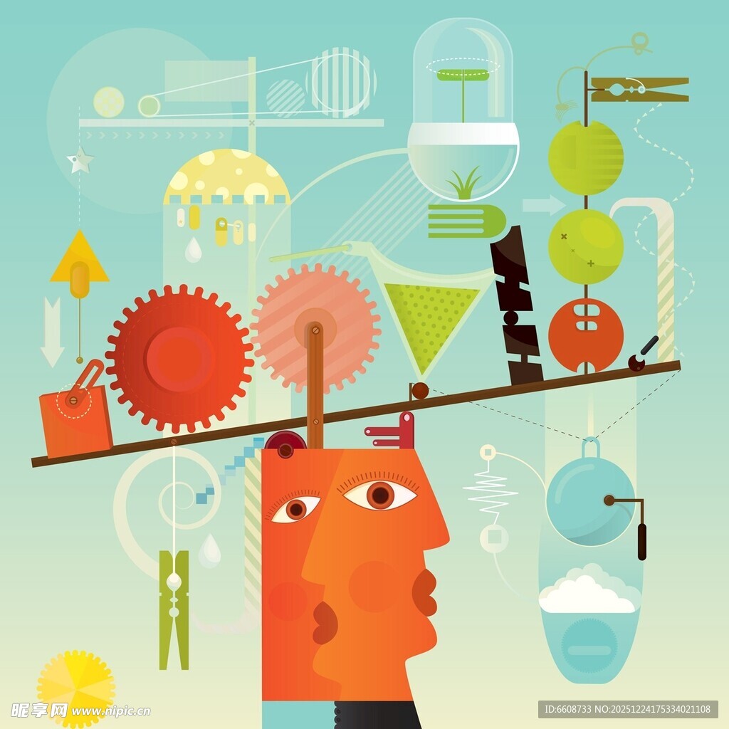 创意大脑与科学元素想象图