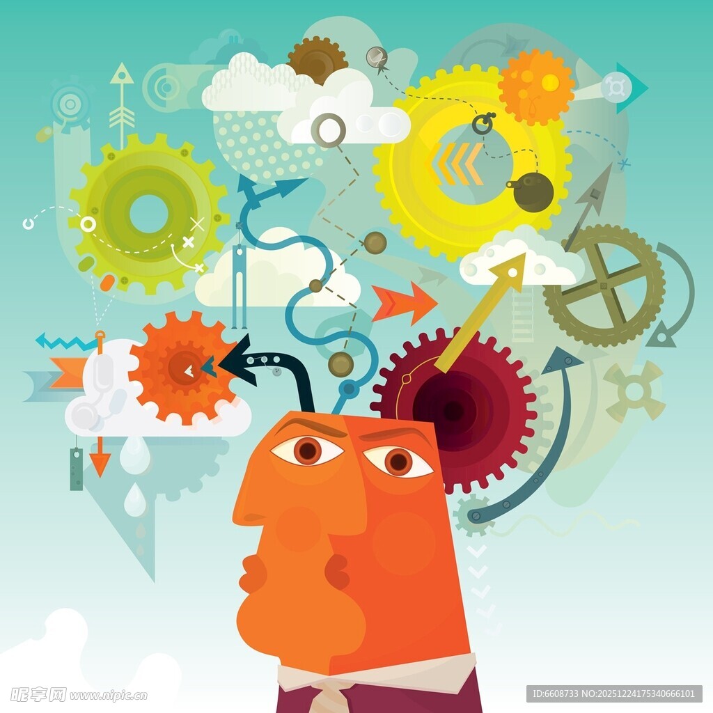 创意大脑与机械元素碰撞