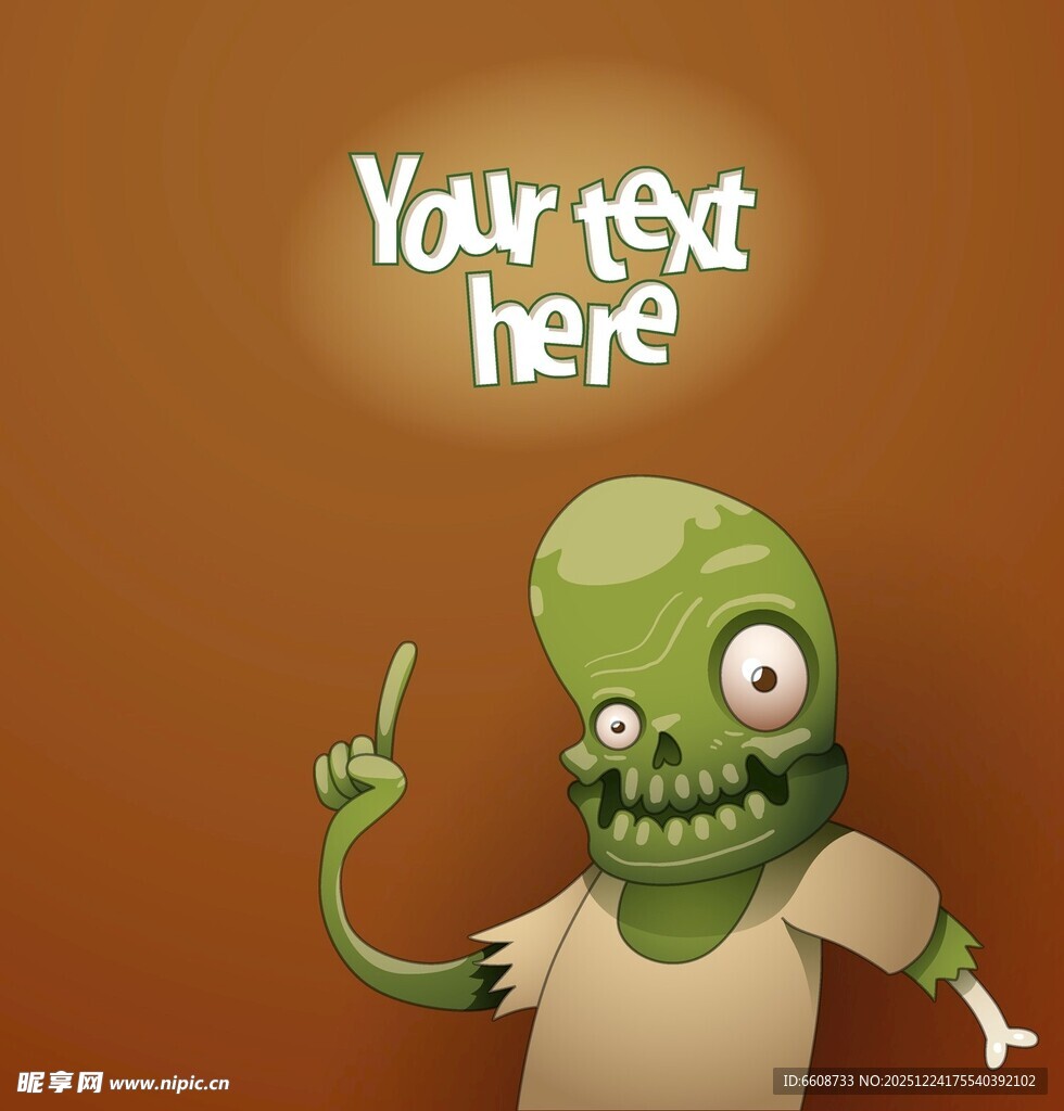 搞怪僵尸俏皮指向上方