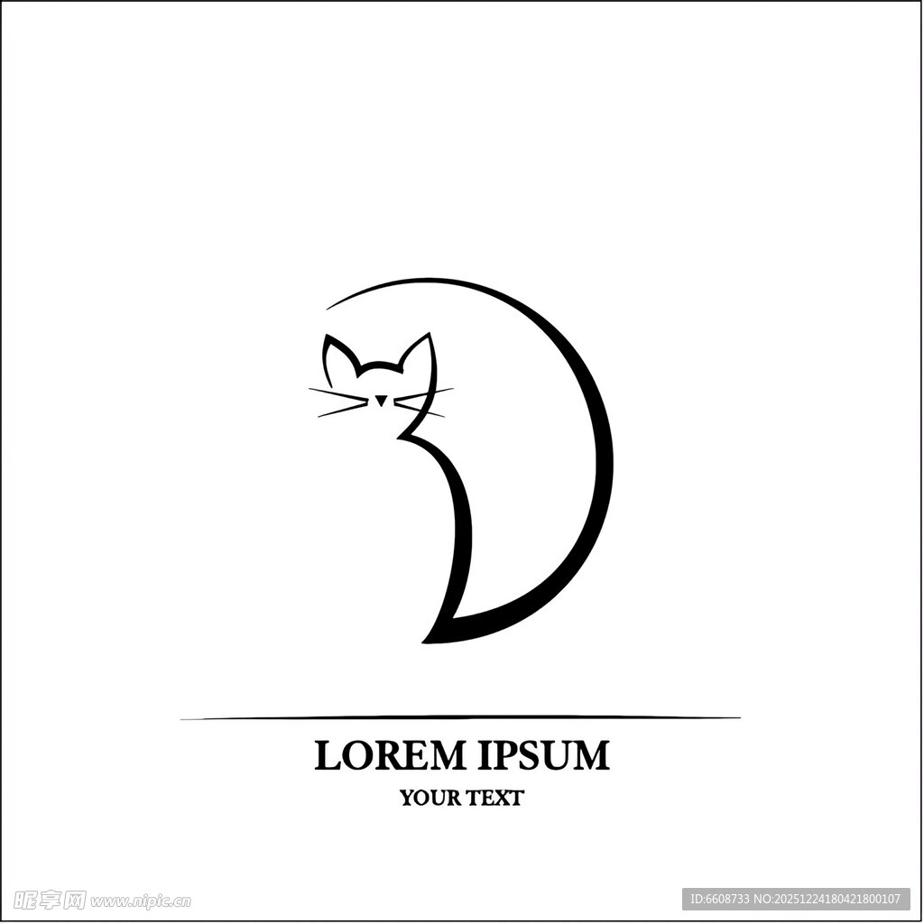 简约猫咪轮廓标志设计