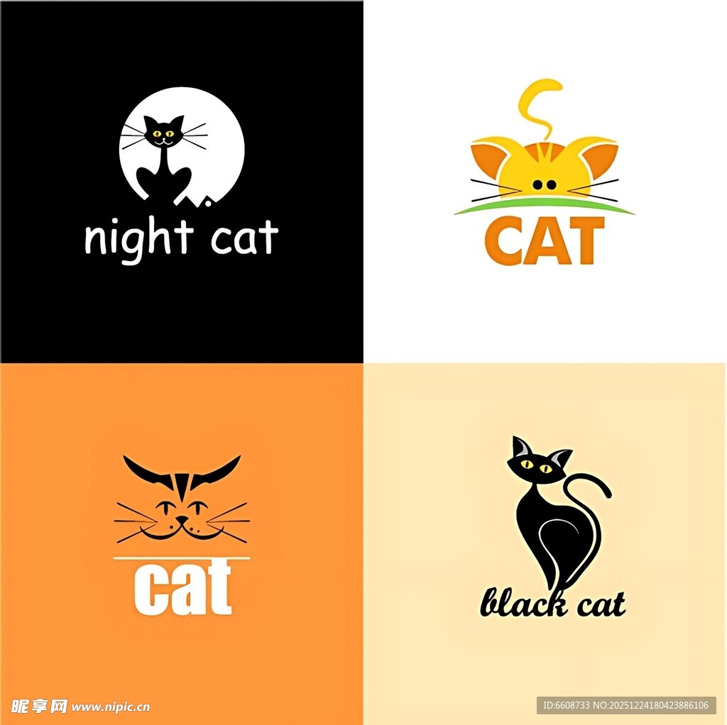 猫咪主题标志设计创意