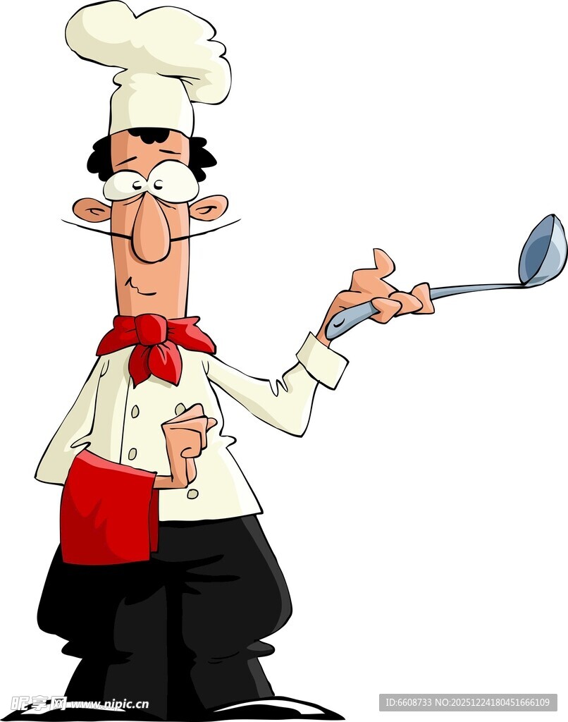 卡通厨师手持勺子展示