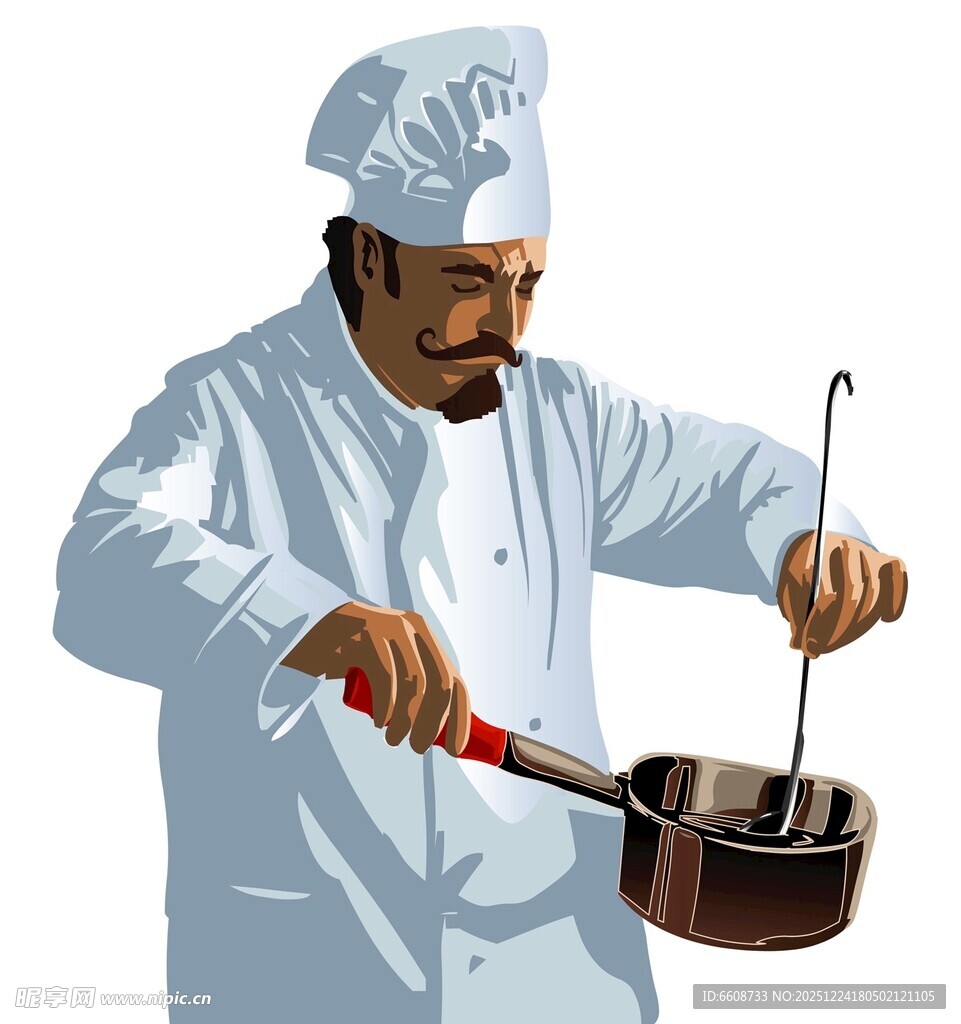 厨师专注烹饪场景