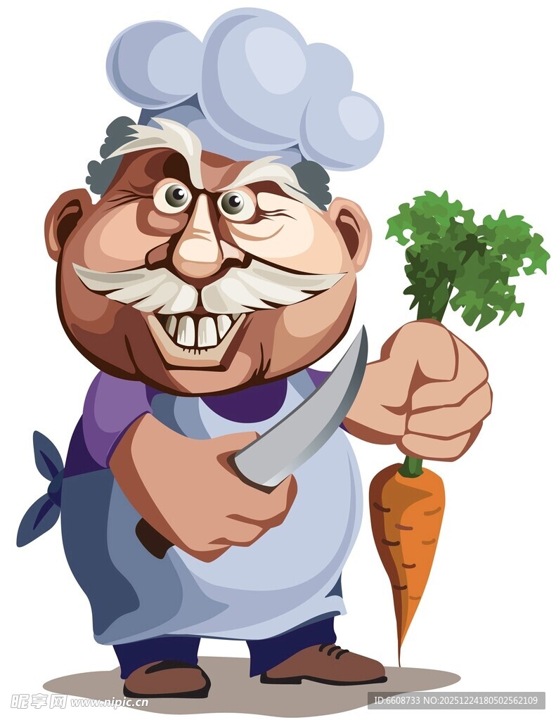 厨师手持胡萝卜与香菜