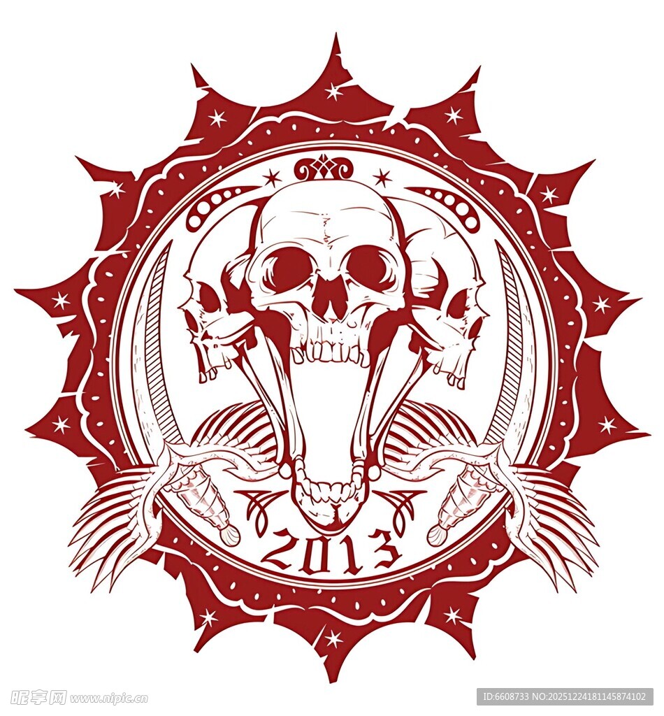 复古风鹿头骨图案设计