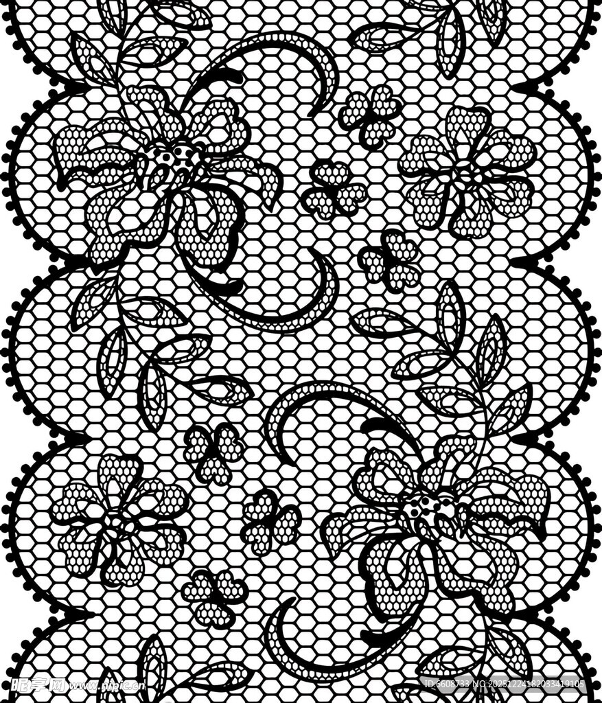 黑白蕾丝花纹图案