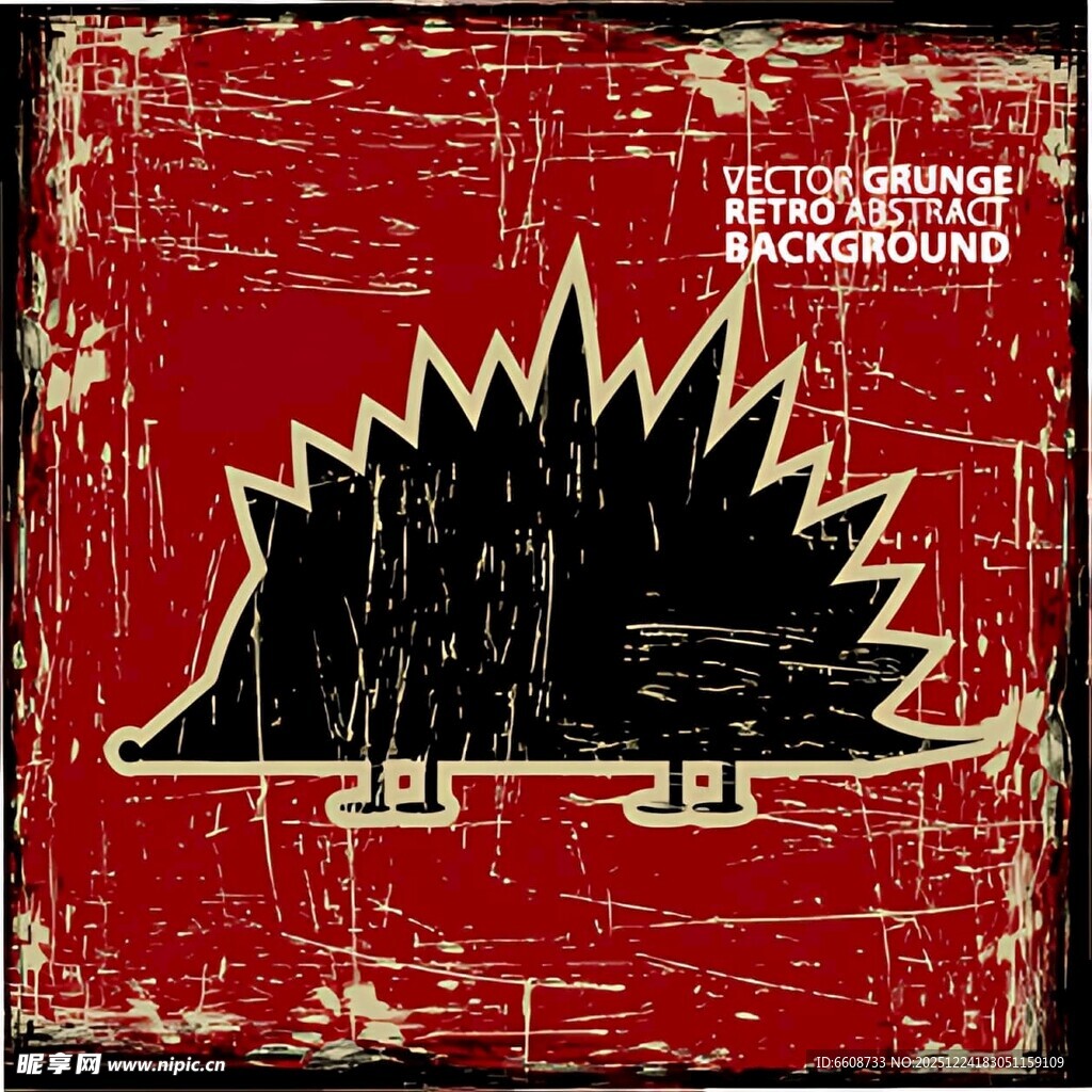 复古风刺猬图案背景