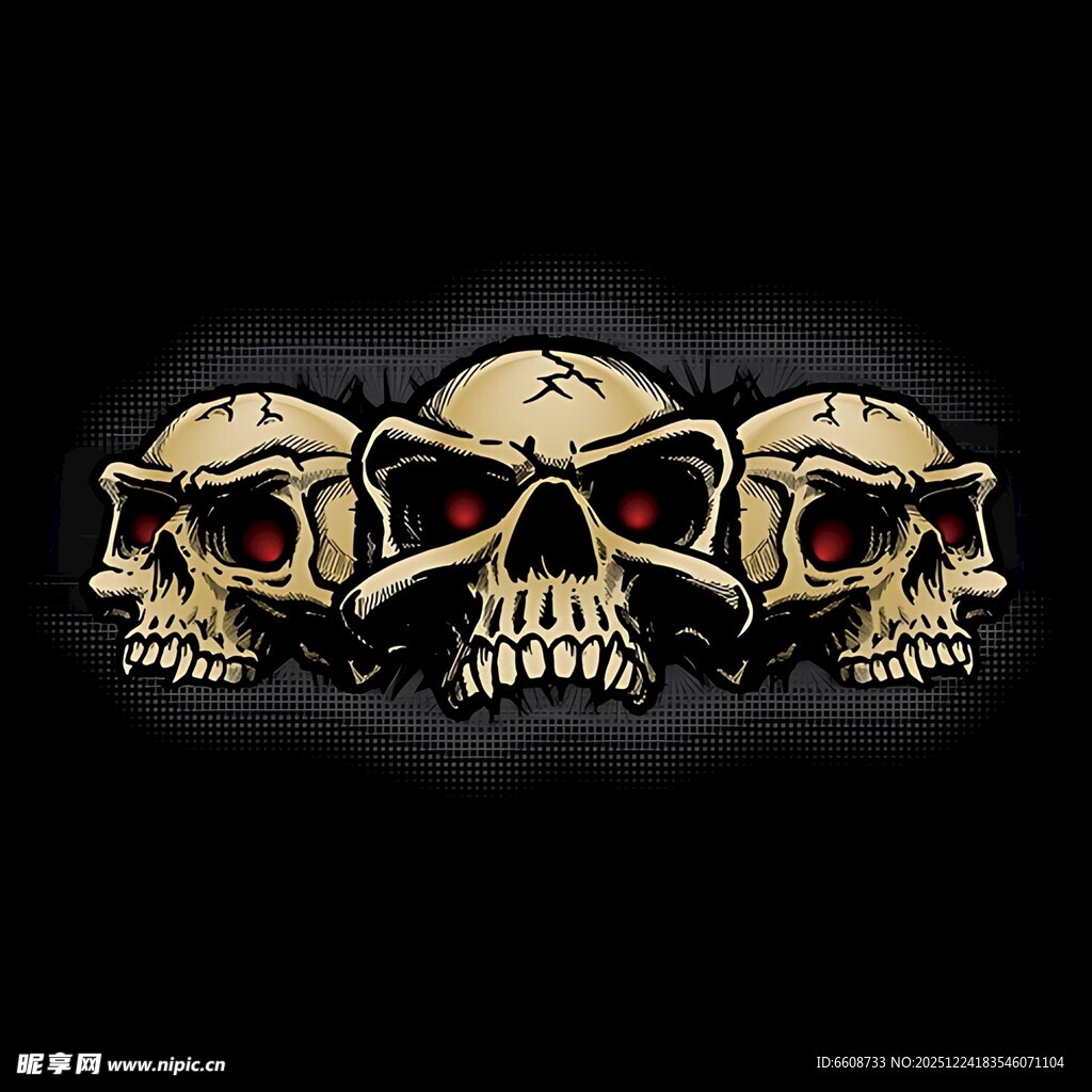 三个骷髅头酷炫图案