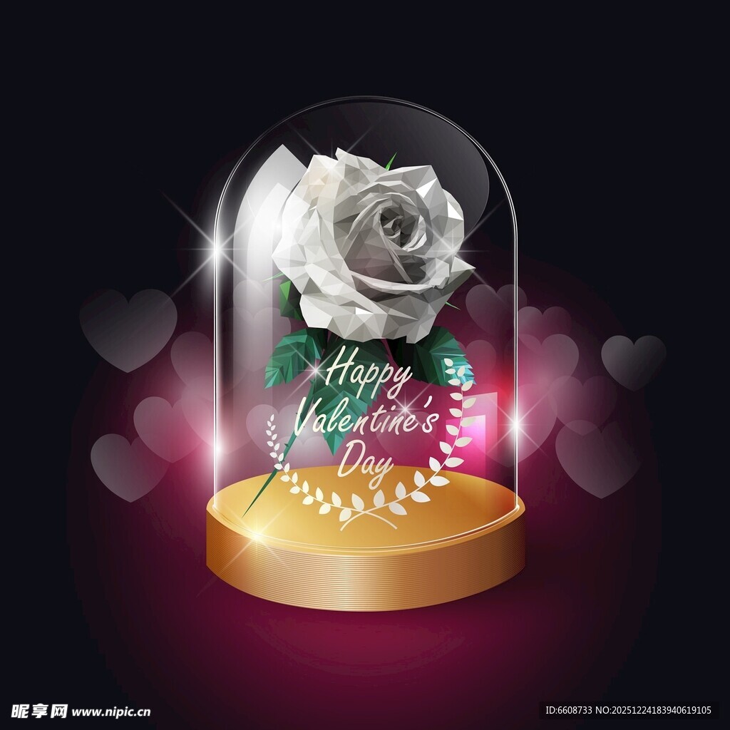 玻璃罩中的白玫瑰摆件