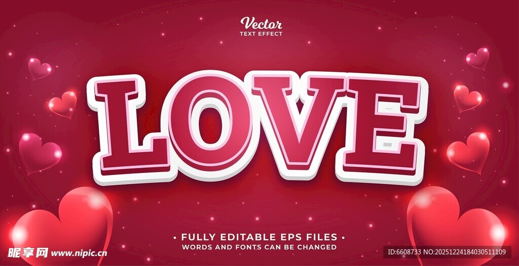 浪漫爱心背景的LOVE字样
