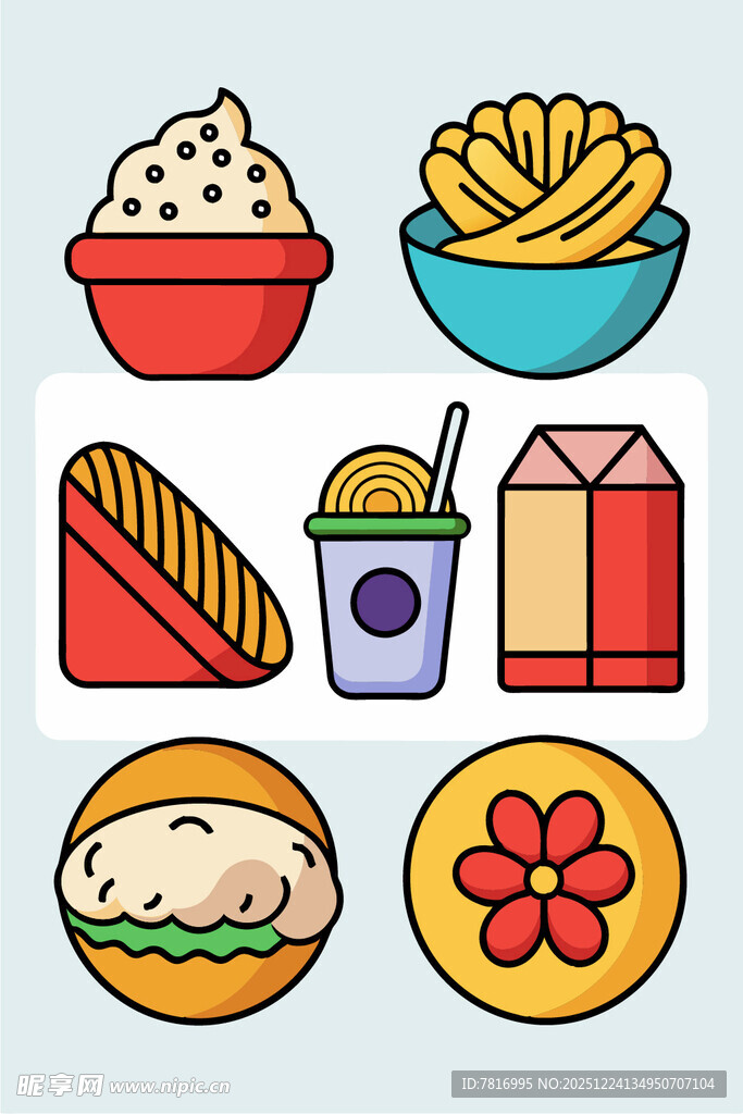 多彩美味快餐食品集合