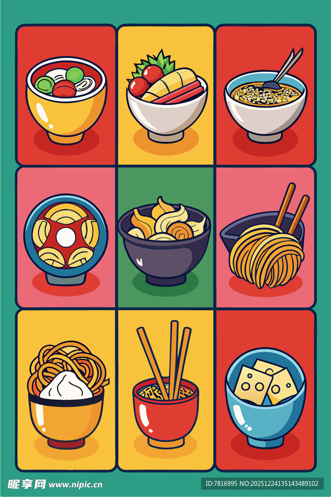 多彩中式美食碗绘